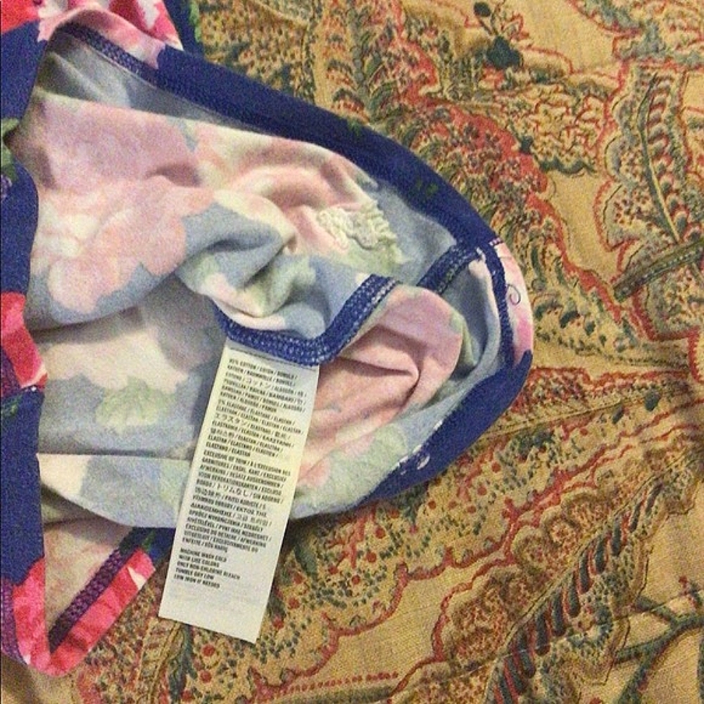 Abercrombie & Fitch Y2K Blue & Pink Rose Floral Racerback Tank Top Size S - Picture 7 of 8